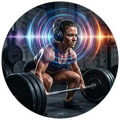 A bodybuilder lifting a heavy barbell with an intense expression