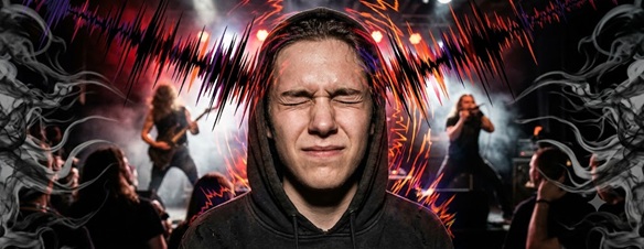 A person closing their eyes and deeply feeling the music