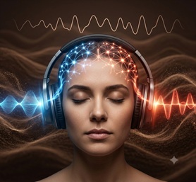 Brainwave frequency graphics demonstrating focus
