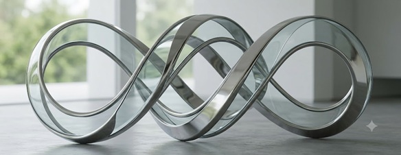 An infinite loop symbol made of glowing soundwaves
