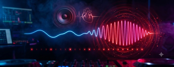 A glowing digital BPM counter hitting 128