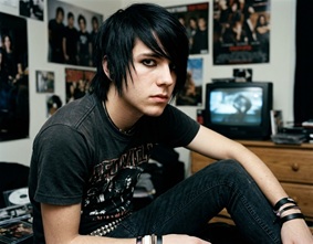 A vintage iPod displaying an emo band album cover