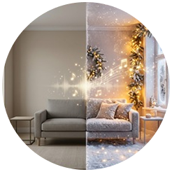 Dull room magically transformed into a festive party