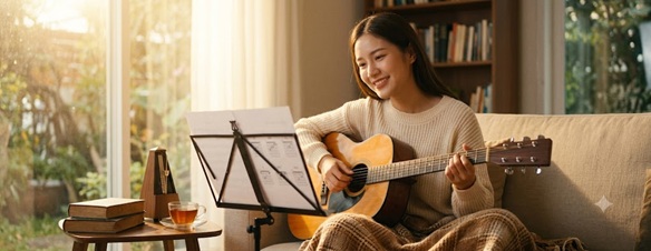 Sheet music with festive holiday decorations