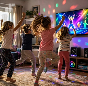 Energetic toddlers jumping on a vibrant play mat