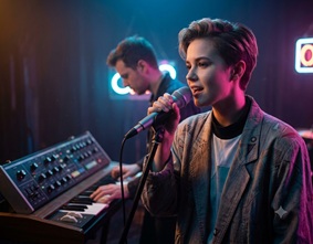 Synth Pop aesthetics with neon grids