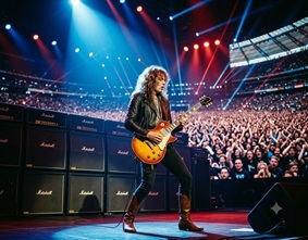 A vintage electric guitar leaning against a Marshall amplifier