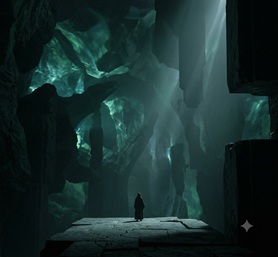 A dark and endless cave tunnel