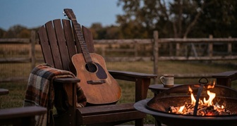 Relaxing sunset drive with acoustic guitar aesthetic